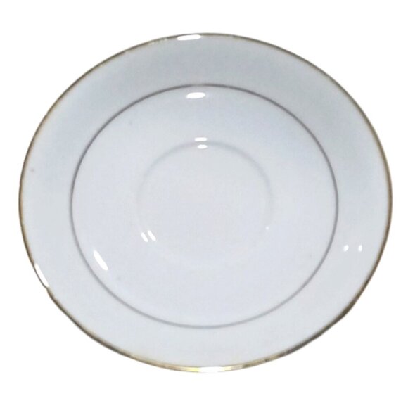 Vintage Pair of Noritake Dawn 5930 Footed Tea Cups and Saucers White w/Gold Trim - Picture 5 of 7